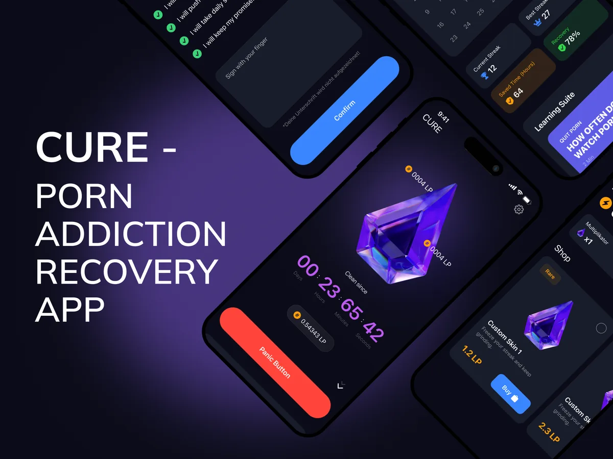 Cure app — A native iOS app helping users quit pornography through streak tracking, gamification, content blocking, and educational resources.