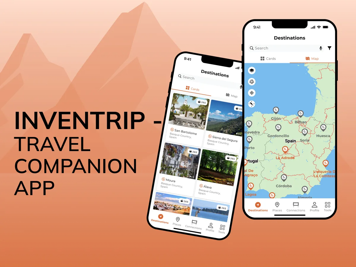 Inventrip app — A smart travel companion app connecting tourists with destinations through NFC/QR-enabled smart signs, geofencing, and personalized journey planning.